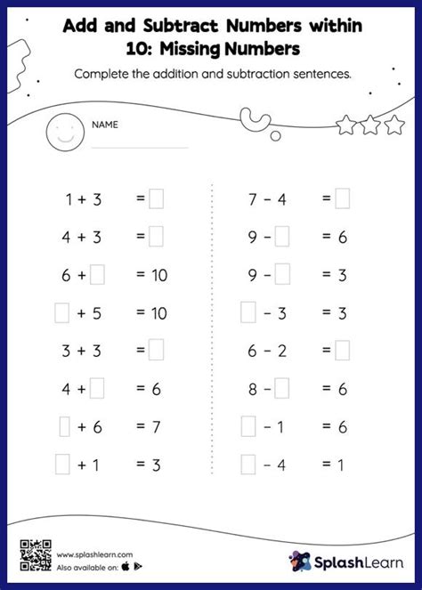 missing numbers addition worksheet|Addition and Subtraction Missing Number Worksheet .
